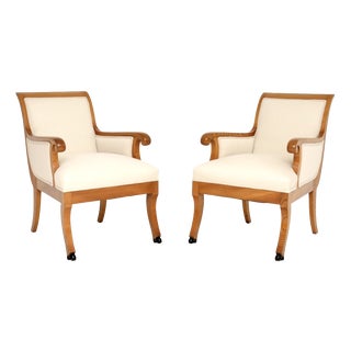 Antique Neo-Classical Swedish Elm Chairs, 1890s, Set of 2 For Sale