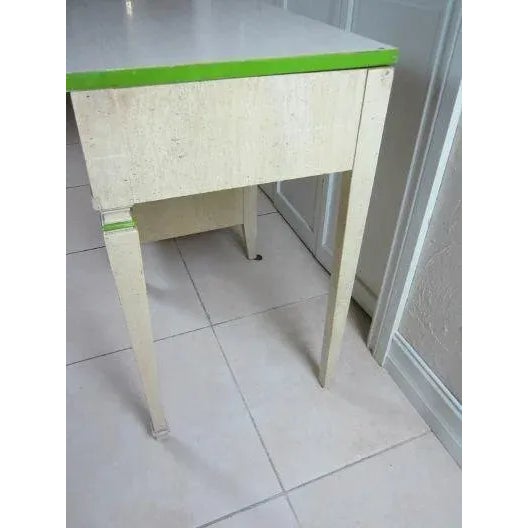 1970s Vintage Mid Century Desk by Stanley Four Drawer Ivory and Green For Sale - Image 10 of 12
