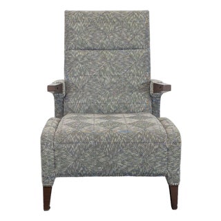 Ted Boerner Lex Lounge Chair With Patterned Upholstery and Wood Arms For Sale
