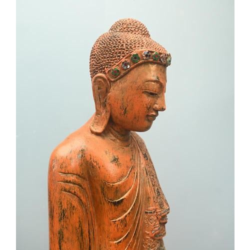 Carved Standing Burmese Buddha Statue For Sale - Image 6 of 18