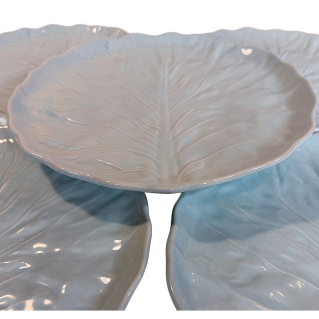 Shabby Chic 1970s Belo Portuguese Faiança Cabbageware Dessert / Salad Plates – Set of 5 For Sale - Image 3 of 5