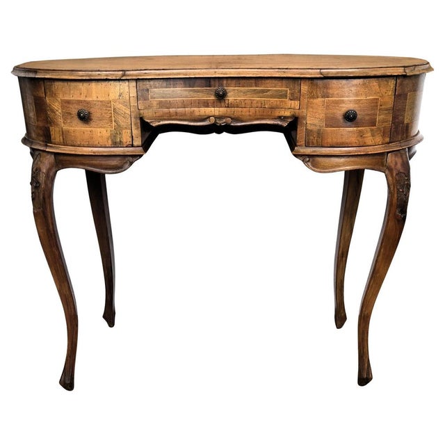 Vintage Italian Kidney Shaped Desk in Walnut, 1940s For Sale - Image 10 of 10