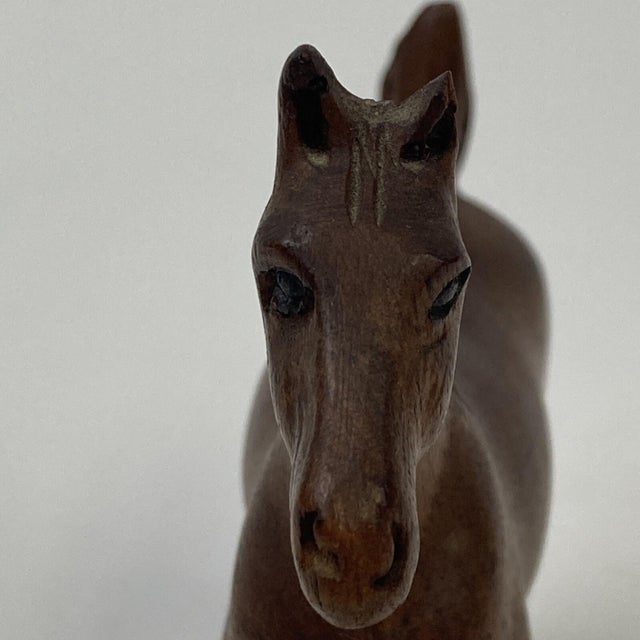 VTG Carved Wood 4" Saddle Bred Horse Weanling 3d Equine Folk Art Grand Walnut For Sale - Image 11 of 12