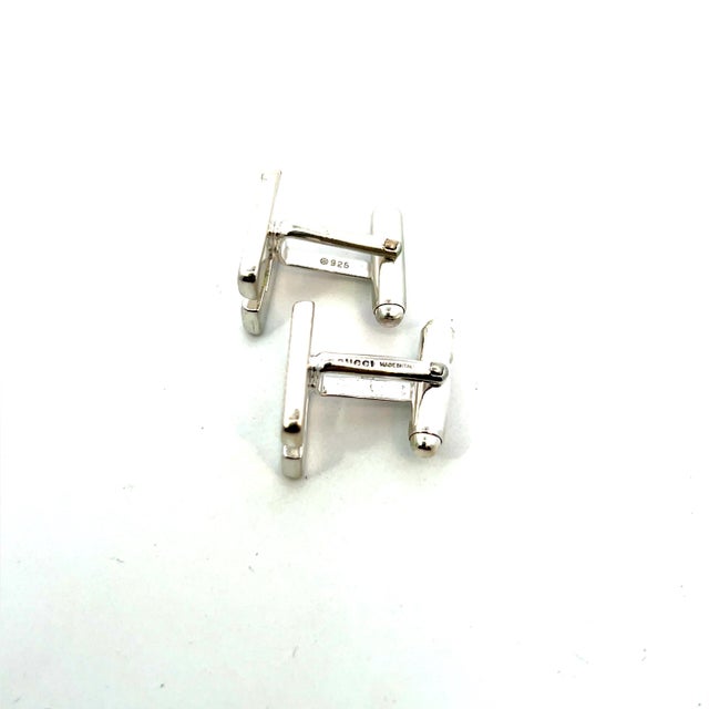 Metal 1990s Gucci Estate Mens Cufflinks Sterling Silver G38, A Pair For Sale - Image 7 of 9