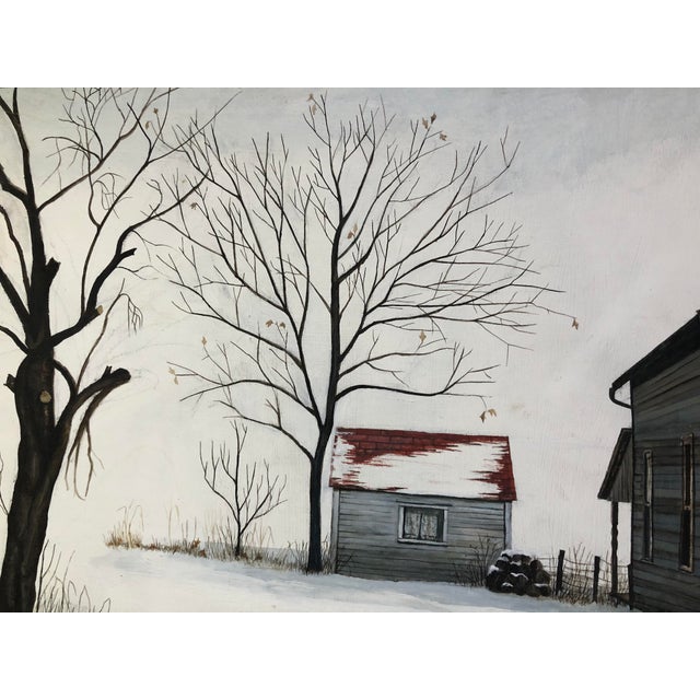 White Oil Painting on Canvas Board, 1966 by J. Kock For Sale - Image 8 of 13