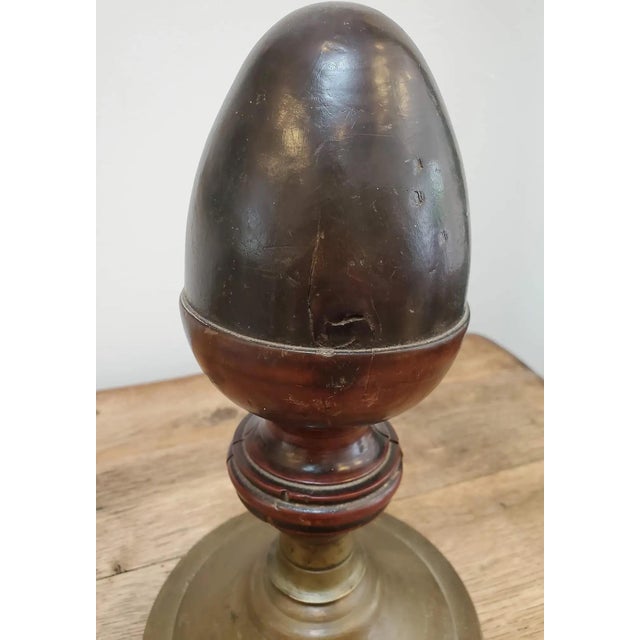 French Provincial 18th Century French Provincial Turned Walnut Finial on Brass Base For Sale - Image 3 of 10