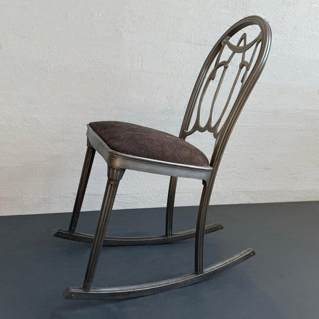 Art Nouveau 1930s Art Deco Brushed Steel Rocking Chair by Doehler Metal Furniture For Sale - Image 3 of 9