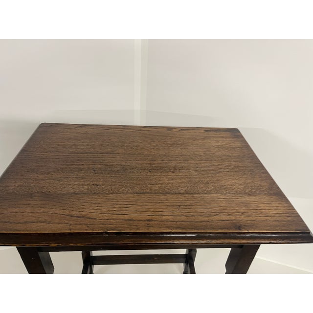 Brown 19th Century English Oak Barley Twist Rectangular Side Table For Sale - Image 8 of 12