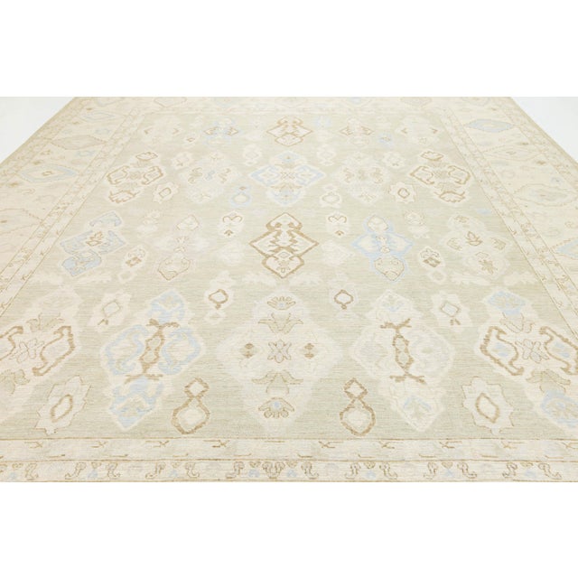 Contemporary Transitional Oushak Style Area Rug - Neutral Pastel Turkish Design For Sale - Image 9 of 11