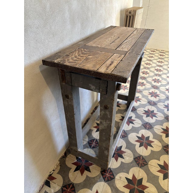 Console Table in Patinated Oak and Fir, 1940s For Sale - Image 4 of 8