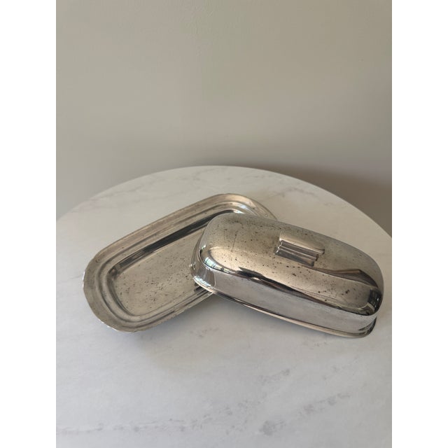 Silver Vintage Reed & Barton Embassy Silver Plate Covered Butter Dish #1142 | Domed Lid | Streamlined MCM Design | No Glass Liner | American Silverplate For Sale - Image 8 of 8