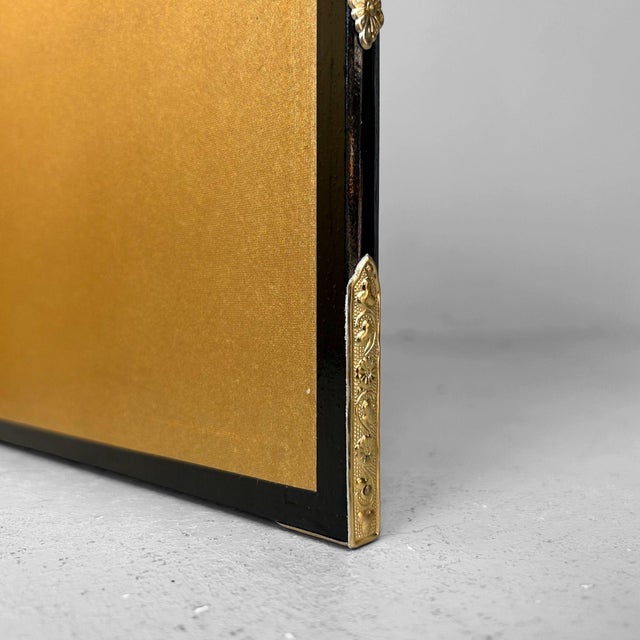 Small Japanese Byōbu Folding Screen in Gold Color, 1960s For Sale - Image 6 of 14