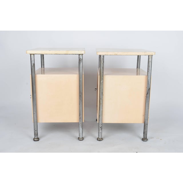 Bauhaus Nightstands in Tubular Steel and Walnut from Vichr, 1930s, Set of 2, in Worn conditions. Designed 1920 to 1949 I...