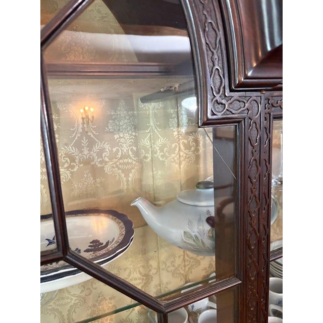19th Century Chippendale Style Carved Mahogany China Display Cabinet For Sale - Image 11 of 11