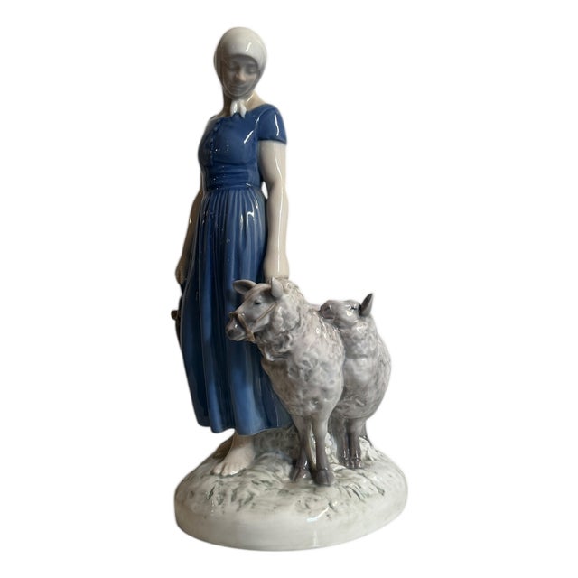Ceramic Shepherdess Figurine from B&G Denmark, 20th Century For Sale