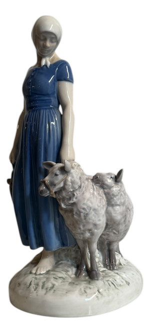 Ceramic Shepherdess Figurine from B&G Denmark, 20th Century