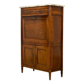 Late 18th Century French Louis XVI Walnut Secretary Desk With Marble Top For Sale