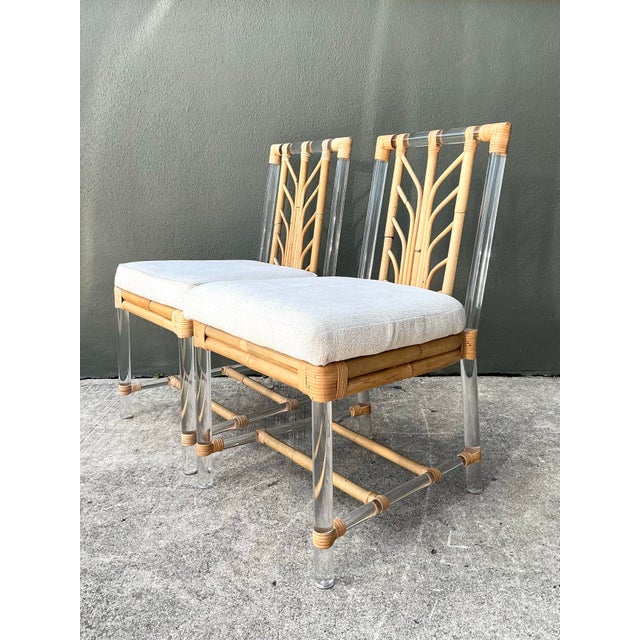Selamat Rattan and Lucite Side Chairs - Pair For Sale - Image 11 of 12