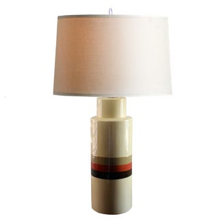 Hand Painted Ivory Ceramic Table Lamp For Sale