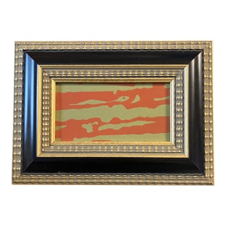 1960’s Original Vintage Abstract Linoleum Block Print Framed For Sale