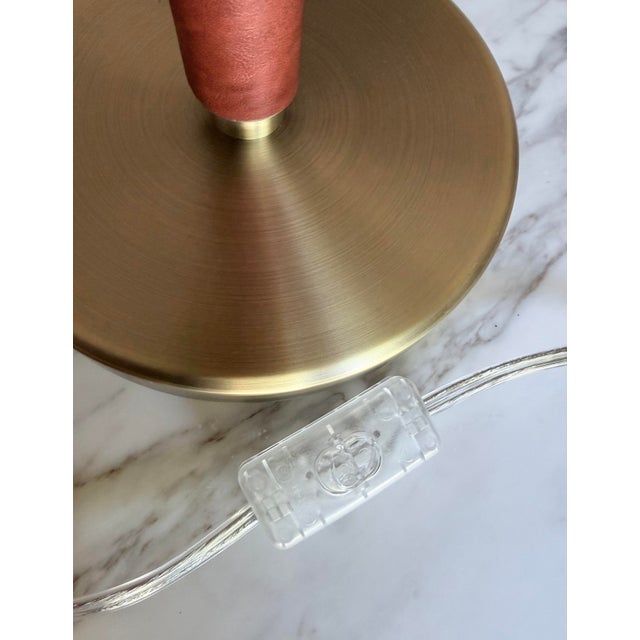 Metal Ralph Lauren Brass and Leather Candlestick Table Lamps, Pair For Sale - Image 7 of 7
