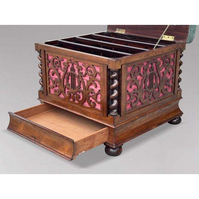 Antique Victorian Rosewood Piano Stool, 1860 For Sale - Image 4 of 13