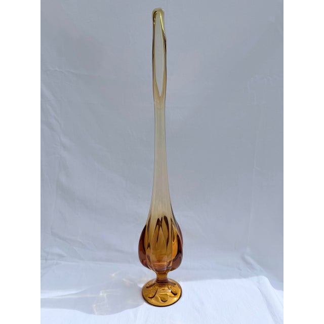 Viking Glass Company Viking Epic Amber Six Petal Swung Glass Vase For Sale - Image 4 of 9