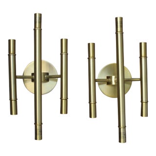 Pair of Nicollet Natural Brass Six-Light Wall Sconce For Sale