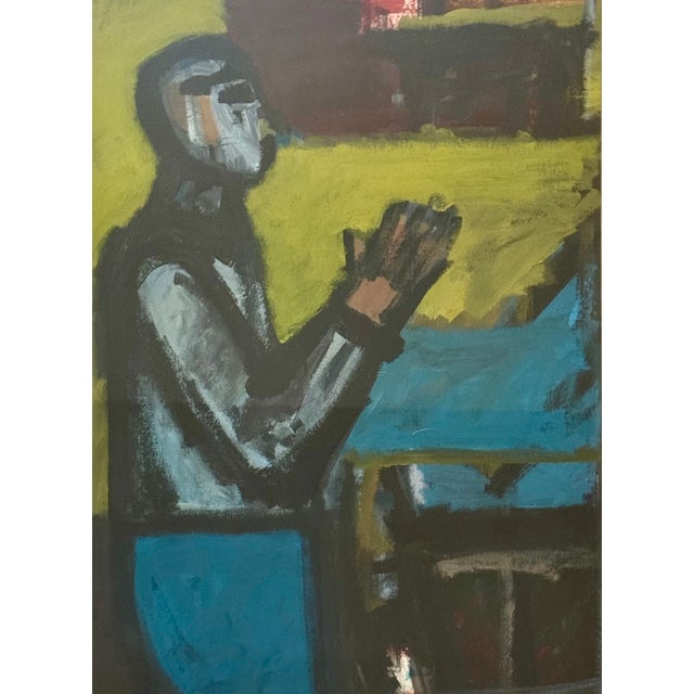 An acrylic work on paper. A male figure stands at applause. Signed and dated on verso “David Rich 1978”. The artist is...