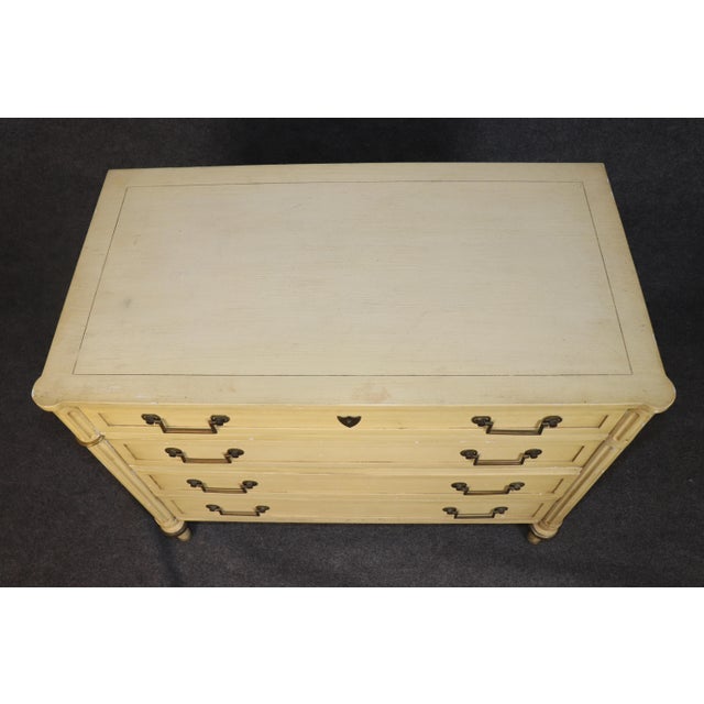 Baker Furniture Company 1950s Fine Pair of Creme Painted French Directoire Style Commodes, A Pair For Sale - Image 4 of 15