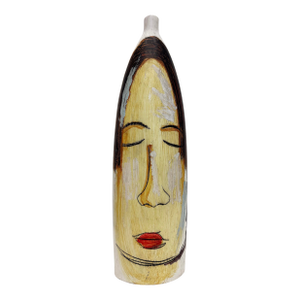 Huge Mexican Artist Yuri Zatarain Face Vase Painted on Both Sides, Oleo Series