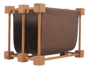 Double Magazine Holder in Wood and Linen, 1960s