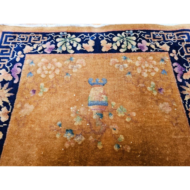Vintage Chinese Art Deco Area Rug, Hand-Knotted Wool, 1920s, 3' x 5' For Sale - Image 11 of 15