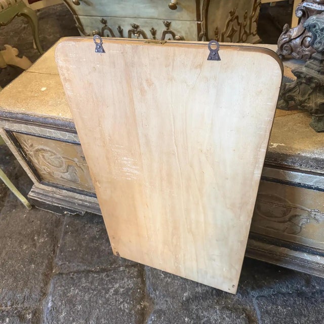 Gio Ponti 1940s Gio Ponti Style Art Deco Wood and Brass Italian Wall Mirror For Sale - Image 4 of 12