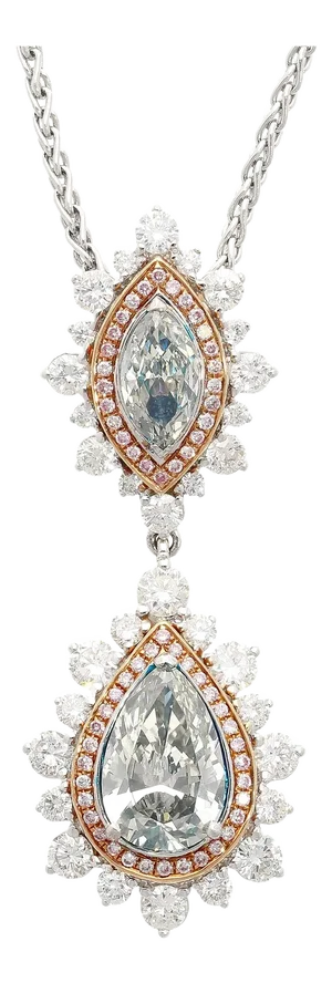 Gia Certified 3 Carat Marquise & Pear Fancy Gray Diamond Drop Pendant Necklace