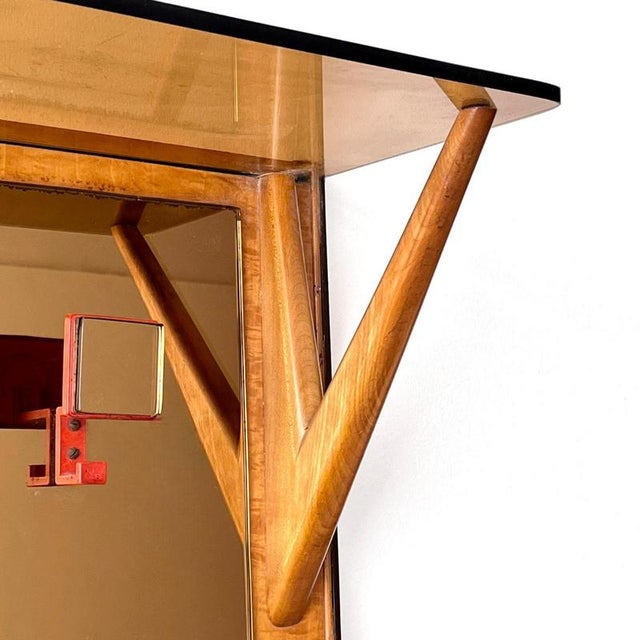 Mid-Century Modern Coat Rack with Mirrored Sections and Glass Hat Shelf For Sale - Image 3 of 10