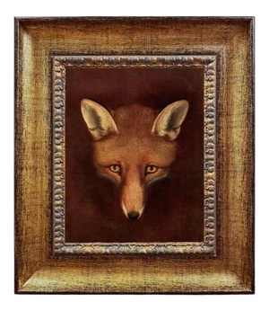 "Fox Head" Contemporary Reproduction Print on Canvas After Reinagle, Framed