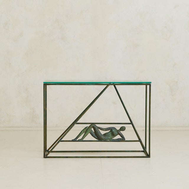 French Bronze Console Table Attributed to Jacques-Pierre Dufresne, 1950s For Sale - Image 9 of 18