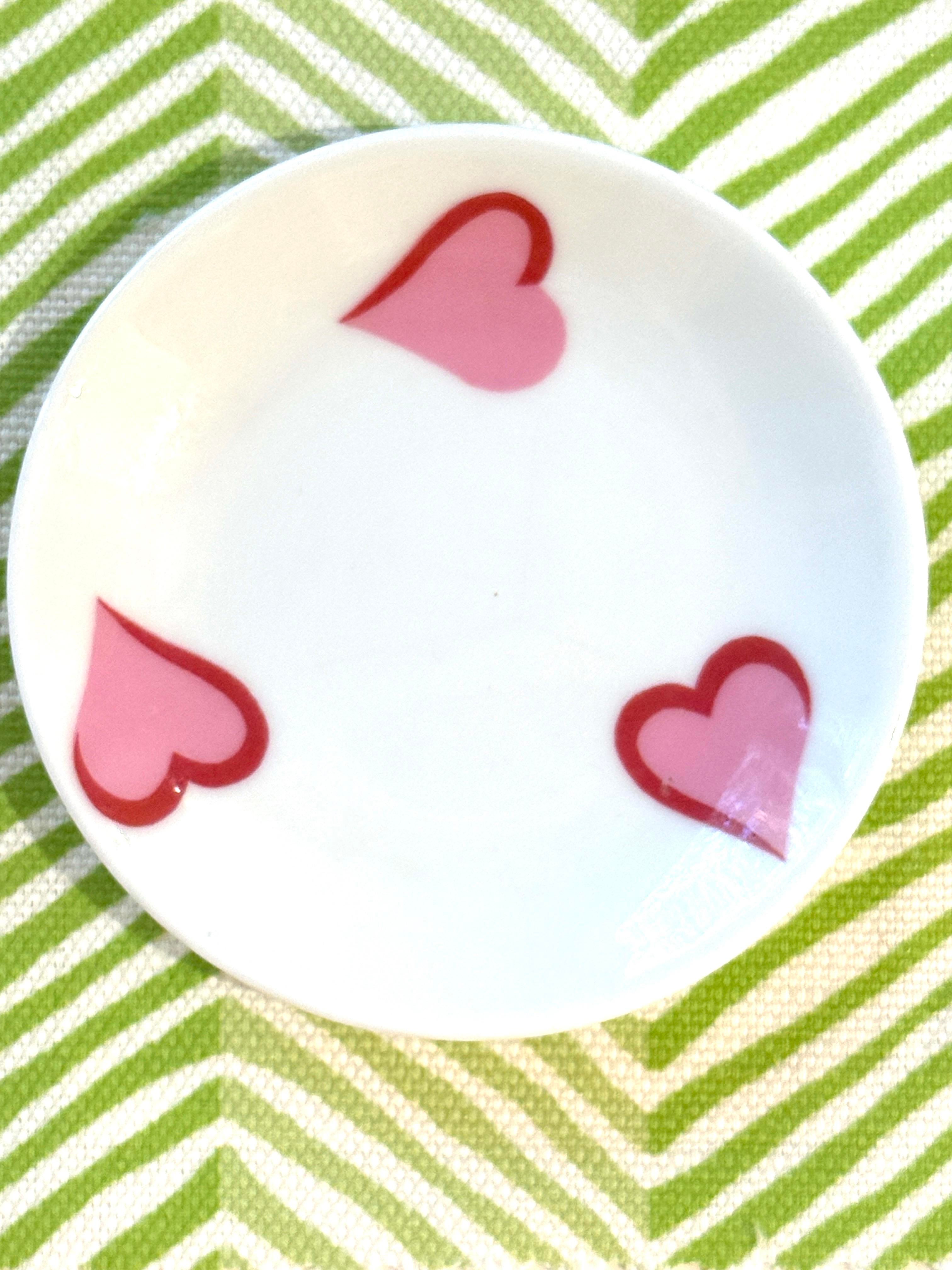 Mid 20th Century D. Porthault Paris Les Coeurs Pink Hearts Limoges Porcelain Bowl