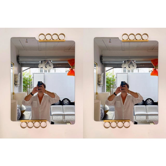 Pair of Mirrors Brass Disc Gray Tinted Glass by Modernindustria, Italy, 1970s For Sale - Image 13 of 13