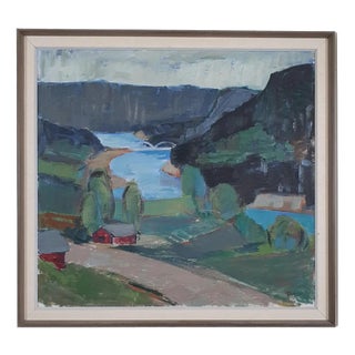 Rolf Wikström, Northern Valley Landscape, 1960s, Oil on Canvas, Framed For Sale