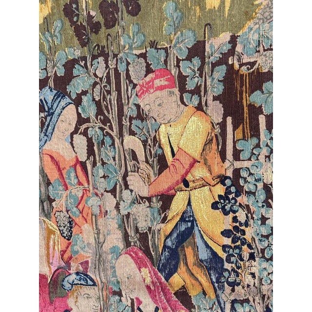 Vintage French Hand Printed Tapestry Vendanges Museum Design, 1970s For Sale - Image 9 of 18