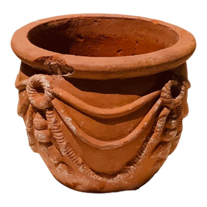 Antique English Terracotta Festoon Terrace Pot - C. 1900