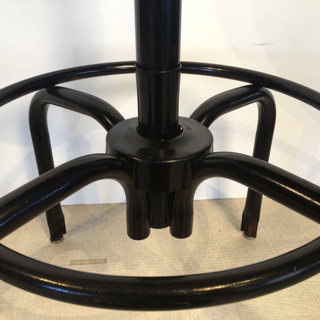 Black Metal and Chrome Bar Stools With Round Wood Seats 'Four Available' For Sale - Image 9 of 12