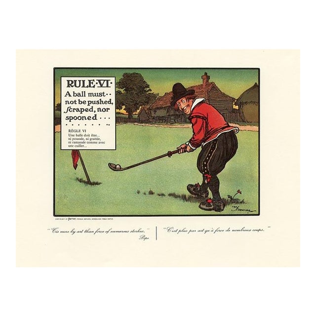 1960s, Golfing Rule 6, Original Vintage Golf Print, Lithograph, England For Sale