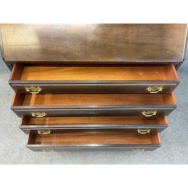 Antique Solid Mahogany Secretary Desk, Colonial MFG Co, Chippendale Revival Writing Cabinet (Circa 1920s-1930s) For Sale - Image 13 of 13