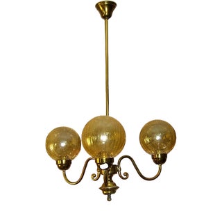 Vintage Pendant Light in Murano Amber Glass, 1960s For Sale