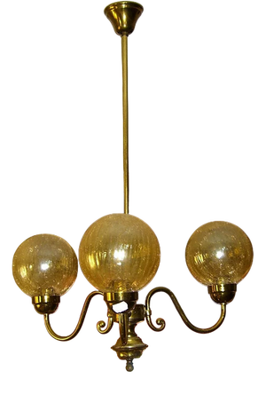 Vintage Pendant Light in Murano Amber Glass, 1960s