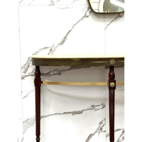 Mid-Century Modernist Console Table with Mirror in Brass, 1950s, Set of 2 For Sale - Image 6 of 11
