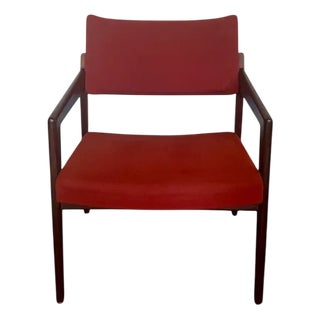 Easy Chair in Teak with Red Original Cover from Thonet, 1960s For Sale